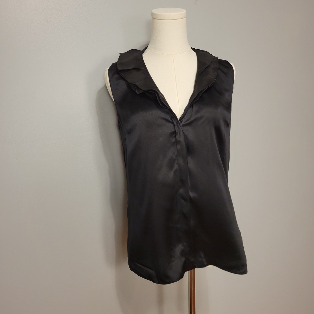Ralph Lauren Purple Label Carlynn Ruffle Trim Silk Blouse Womens 2 $1190